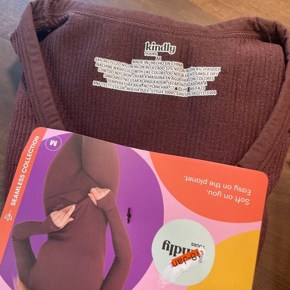 Kindly Yours Seamless Rib Scoop-Neck Thermal Top in Brown - Picture 3 of 9